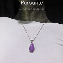 Load image into Gallery viewer, Purpurite Pendant | Teardop Cabochon | 925 Sterling Silver | Iron Manganese Phosphate | Connect your Soul and liberate | Genuine Gems from Crystal Heart Melbourne Australia since 1986