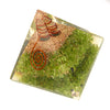 Orgonite Pyramid with genuine Peridot Chips | Clear Crystal Point conduit in Copper Spiral | Accumulate Orgone Energy | Light hearted joy | Overcome nervous tensions | Stone of Merchants and Wealth | Crystal Heart Melbourne Australia since 1986