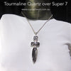 Super 7 Seven with Tourmaline Quartz Pendant | 925 Sterling Silver | Three stones | Beautiful and powerful evolution | Espirito Santo | Amethyst Cacoxenite, Clear & Smoky Quartz Goethite Lepidocrosite Rutile | Genuine gems from Crystal Heart Melbourne Australia since 1986