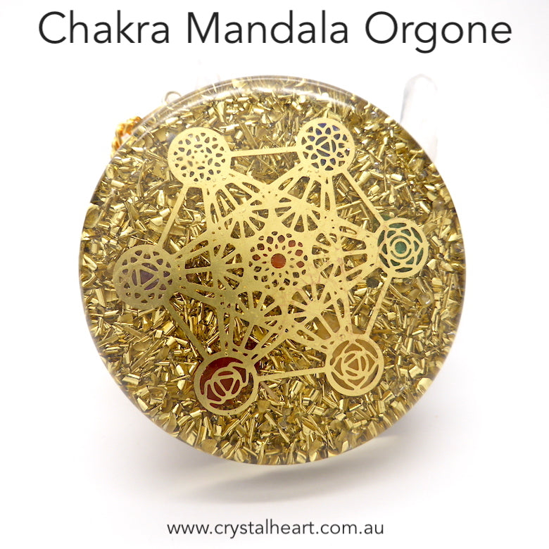 Orgone or Orgonite  Pendant | Chakra Mandala with 6 pointed Star | Contains 7 chakra stones | Energise, unblock, confidence, connection | Clear and balance all your energy | Genuine Gems from Crystal Heart Australia since 1986