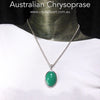 Chrysoprase Pendant | Oval Cabochon | 925 Sterling Silver | Perfect Apple Green Good Translucency | | AKA Australian Jade | Empowering healer | Genuine Gemstones from Crystal Heart Melbourne Australia since 1986