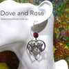 Frida Kahlo Earrings, Dove, Red Coral Rose, 925 Silver