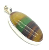 Fluorite Pendant | Oval Cabochon | 925 Sterling Silver | Natural waves Green & Purple | Gold background | Study | Pisces, Capricorn | Genuine Gems from Crystal Heart Melbourne Australia since 1986