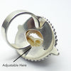 Cowrie Shell Ring | 925 Sterling Silver with Silver Ball work surround | Adjustable US Size 7 to 9 | Goddess connection and protection, fertility and abundance | Genuine Gems from Crystal Heart Australia Melbourne Australia since 1986