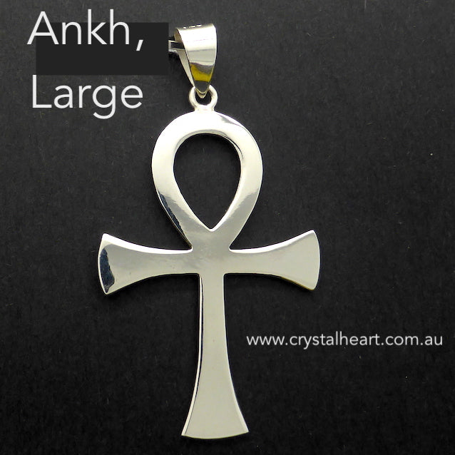 Ankh Pendant | 925 Sterling Silver | Ancient Egyptian symbol of Life, Fertility, Eternity | Positive Affirmations | Crystal Heart Melbourne Australia Est 1986
