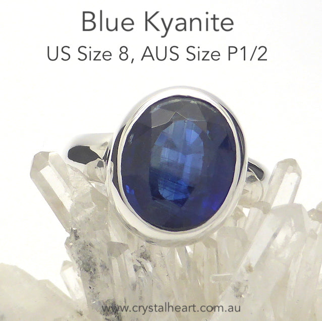 Blue Kyanite Ring, Faceted Oval, 925 Silver, p3