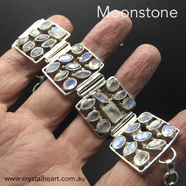 Men's outlets Women Adjustable Bracelet Flashing Moonstone 925 Sterling Silver Spacers Clasp Link DiyNotion Br1246