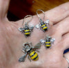 Bee Jewelry | 925 Sterling silver with Black and Gold Enamel | Earrings | Pendant | Creativity fertility Goddess wisdom power | Melissa | Merovingian | Crystal Heart Melbourne Australia since 1986