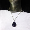 Iolite Sunstone Pendant, Teardrop Cabochon, 925 Silver, r4