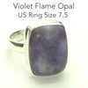 Violet Flame Opal Ring | Oblong Cabochon | Mexico | 925 Sterling Silver | US Ring Size 7.5 | AUS Size O1/2 | Bezel Set | Open Back | White Opal with Violet Surge | Spiritual Vision | Rest and Recharge | Patience in Action | Genuine Gems from Crystal Heart Melbourne Australia since 1986