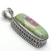 Ruby in Fuschite Pendant, Oblong, Ornate 925 Silver, r4