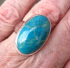 Chrysocolla Ring | Oval Cabochon | 925 Sterling Silver | Simple style, Superior Silver work | US Size 7.5  | AUS Size O1/2 | Gaia Healing | Genuine Gems from Crystal Heart Melbourne Australia since 1986