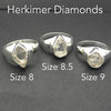 Herkimer Diamond Solitaire Ring | 925 Sterling Silver | Herkimer County NY State | Bezel Set | Open Back | US Size 8, 8.5 and 9 | Genuine Gems from Crystal Heart Melbourne Australia since 1986