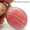 Rhodochrosite Pendant |  Salmon Red with characteristic white curved inclusions | Quality 925 Sterling Silver Setting with open back | Deep compassion, wish fulfillment | Genuine Gems from Crystal Heart Melbourne Australia since 1986