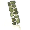 Moldavite Nugget 2 line Large Bracelet, 925 Silver