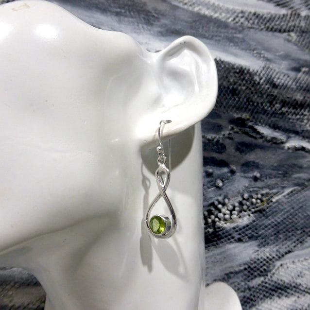 Peridot Gemstone Earrings | Faceted Rounds | 925 Sterling Silver | Infinity Loop | Genuine Gems from Crystal Heart Melbourne Australia since 1986