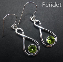 Load image into Gallery viewer, Peridot Gemstone Earrings | Faceted Rounds | 925 Sterling Silver | Infinity Loop | Genuine Gems from Crystal Heart Melbourne Australia since 1986