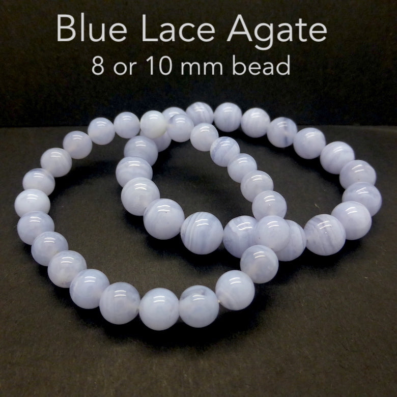 Stretch Bracelet | 4mm Beads (Lace Agate Blue) Large