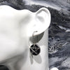 Pentacle on Black Onyx Earrings, 925 Sterling Silver