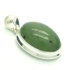 Nephrite Jade Pendant | Oval Cabochon | 925 Sterling Silver | Goodf colour and Translucency | Refined Heart Energy | Genuine Gems from Crystal Heart Melbourne Australia since 1986