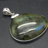 Labradorite Pendant | Large Cabochon | Faced Amethyst and Garnet rounds in the detailed bail | Green and Gold Flashes |  Genuine Gems from Crystal Heart Melbourne Australia since 1986