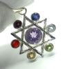 Chakra Pendant | Seven Faceted Gemstones set vertically | Amethyst, Carnelian, Garnet, Iolite, Peridot, Citrine, Blue Topaz | Well Made 925 Sterling Silver | Star of David | Genuine Gems from Crystal Heart Melbourne Australia since 1986