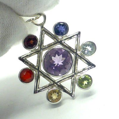Chakra Kahn: CROWN Chakra Sterling Silver Pendant with Amethysts