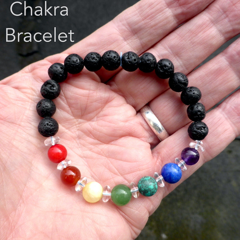 Aromatherapy Lava Stone Beaded Bracelets |  Chakra Stones | Absorb essential oils | Stretch Bracelet | Genuine Gemstones from Crystal Heart Melbourne Australia since 1986