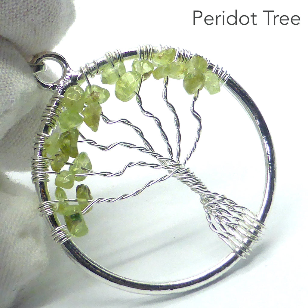 Tree Pendant with Peridot gemstone chips | silver plated Costume Jewellery | Genuine Gems from Crystal Heart Melbourne Australia since 1986