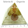 Orgone or Orgonite Pyramid with Selenite | Clear Crystal Conduit | Access & communicate with higher Energies | Attract Orgone Energy | Genuine Gems from Crystal Heart Melbourne Australia since 1986