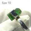 Raw Tourmaline Ring | Clear Green Uncut Crystal  | Nice Sharp Lines | 925 Sterling Silver | US Size 7 or 10 | Genuine Gems from Crystal Heart Melbourne since 1986