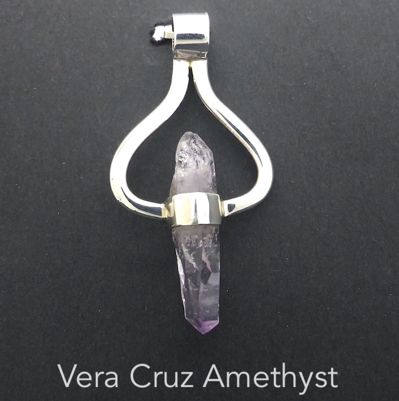 Raw Vera Cruz Amethyst Pendant | 925 Sterling Silver Cap | Natural uncut Crystal | Violet Flame | Meditation | Purify | Balance | Transcend | Genuine Gems from Crystal Heart Melbourne since 1986