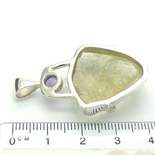 Load image into Gallery viewer, Authentic Raw Natural Libyan Gold Tektite Pendant | AKA Libyan Glass | 925 Sterling Silver | Amethyst Accent | Open Back | Light Golden Shade | Golden Healing Light | Universal Healing | Genuine Gems from Crystal Heart Australia since 1986