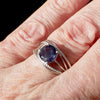 Iolite Ring | Faceted 8 mm Round | Clear Sapphire Blue | Some inclusions | 925 Sterling Silver | Nicely Styled Design |  US Size  5.75 | 7 | 7.75 | Gemstone variety of Cordierite | AKA Water Sapphire | Pleochroic  | Viking Compass | Libra | Find Spiritual Direction | Genuine Gemstones from Crystal Heart Melbourne Australia since 1986