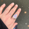 Ring Rainbow Moonstone | Teardrop Cabochon | 925 Silver | Curved besel | Hammered Shank | US Size 8  | Cancer Libra Scorpio | Crystal Heart Melbourne Australia 1986