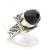 Oval Faceted Onyx Ring | 925 Sterling Silver | Sideways set | Silver nail heads & rope work with Celtic knot engraved shank | Crystal heart Australia since 1986